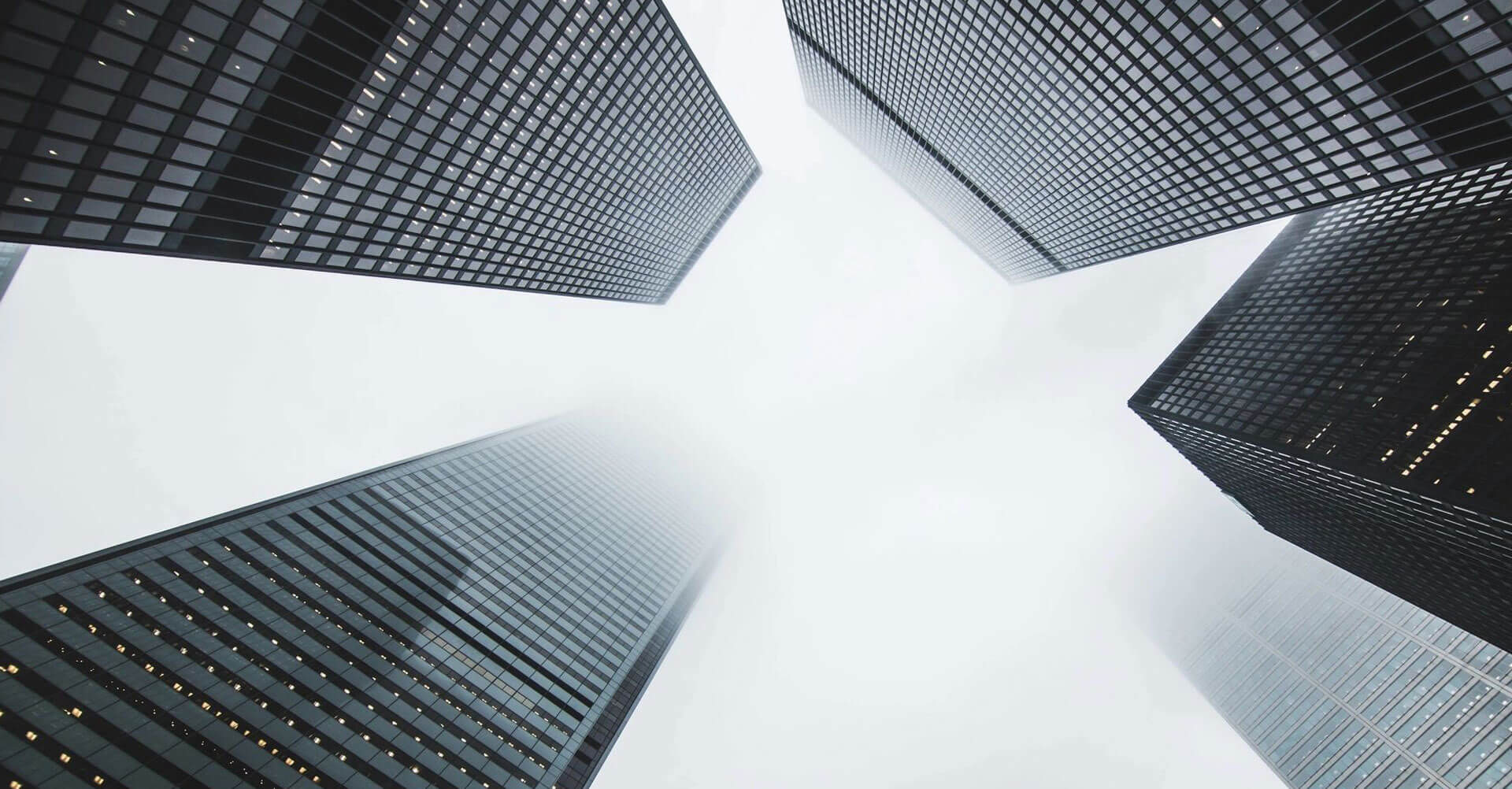 Bottom View of Modern Skyscrapers